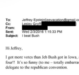 "Ho battuto Bush" Epstein Email Mittente confermato come ___ ?